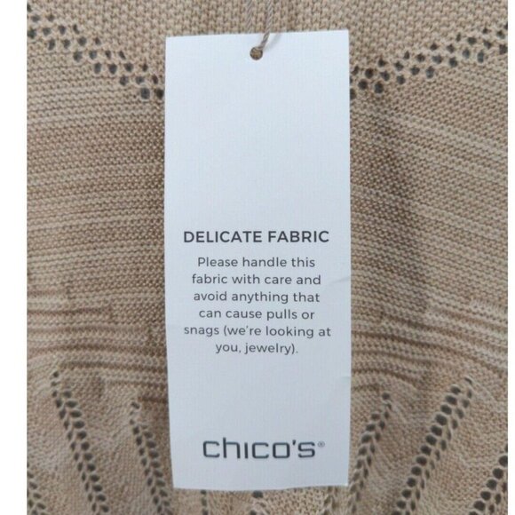 Chicos Ruana Wrap Womens S/M Tan Textured Striped Open Front New - Picture 9 of 9